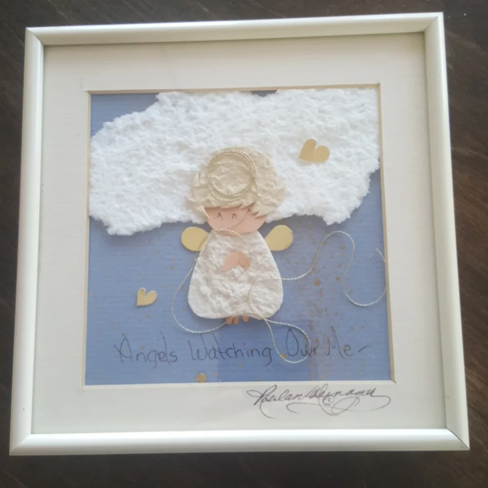 Handmade Angel Framed Paper Wall Art Decor